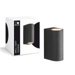 D'Lite Luce Da Parete Vossem Aluminium Nero Up & Down| IP54 - Adatto Per 2x GU10