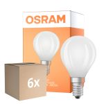 Confezione Multipack 6x Osram Classic LED E14 Sferica Filamento Ghiaccio 5.5W 806lm - 840 Bianco Freddo | Dimmerabile - Sostitutiva 60W