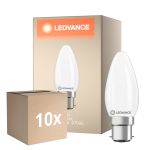 Confezione Multipack 10x Ledvance Classic LED B22 Candela Ghiaccio 3.4W 470lm - 827 Bianco Molto Caldo | Sostitutiva 40W