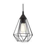 Eglo Luce Pendente Tarbes Nero | IP20 - Adatto per 1x E27 